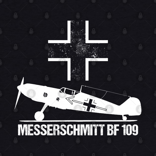 Messerschmitt BF109 Warbird T-Shirt ME109 German WW2 Military Aircraft by stearman